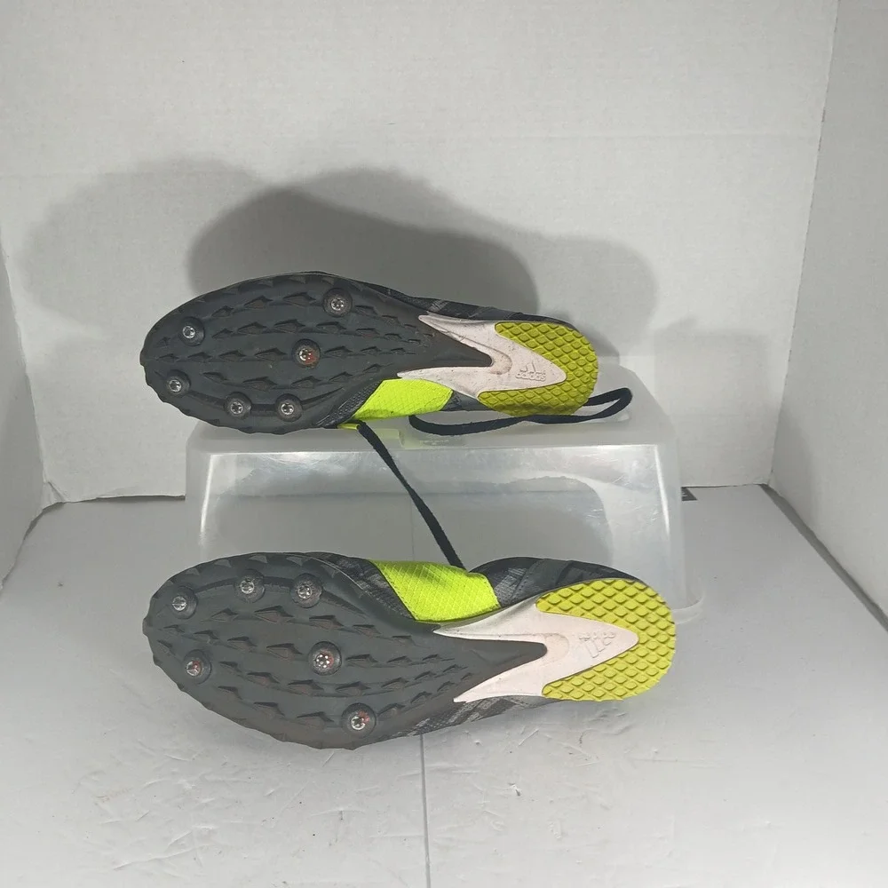Adidas Adizero XC Spikes Mens 9 Grey Black Neon‎ Yellow Cross Country Racing